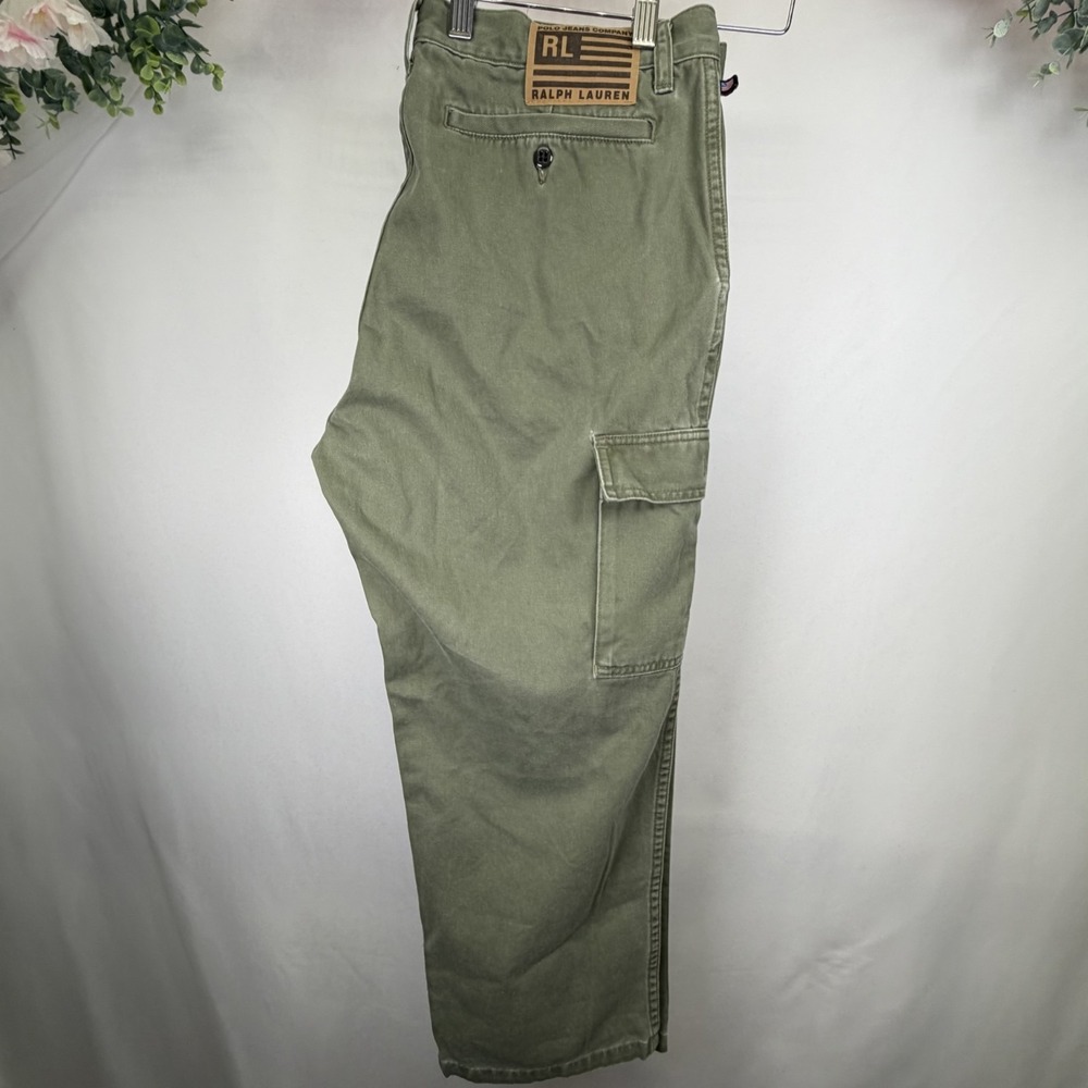 Ralph Lauren Polo Jeans Olive Green Straight Leg Cargo Pants Size 14
